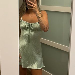 Princess polly green satin mini dress